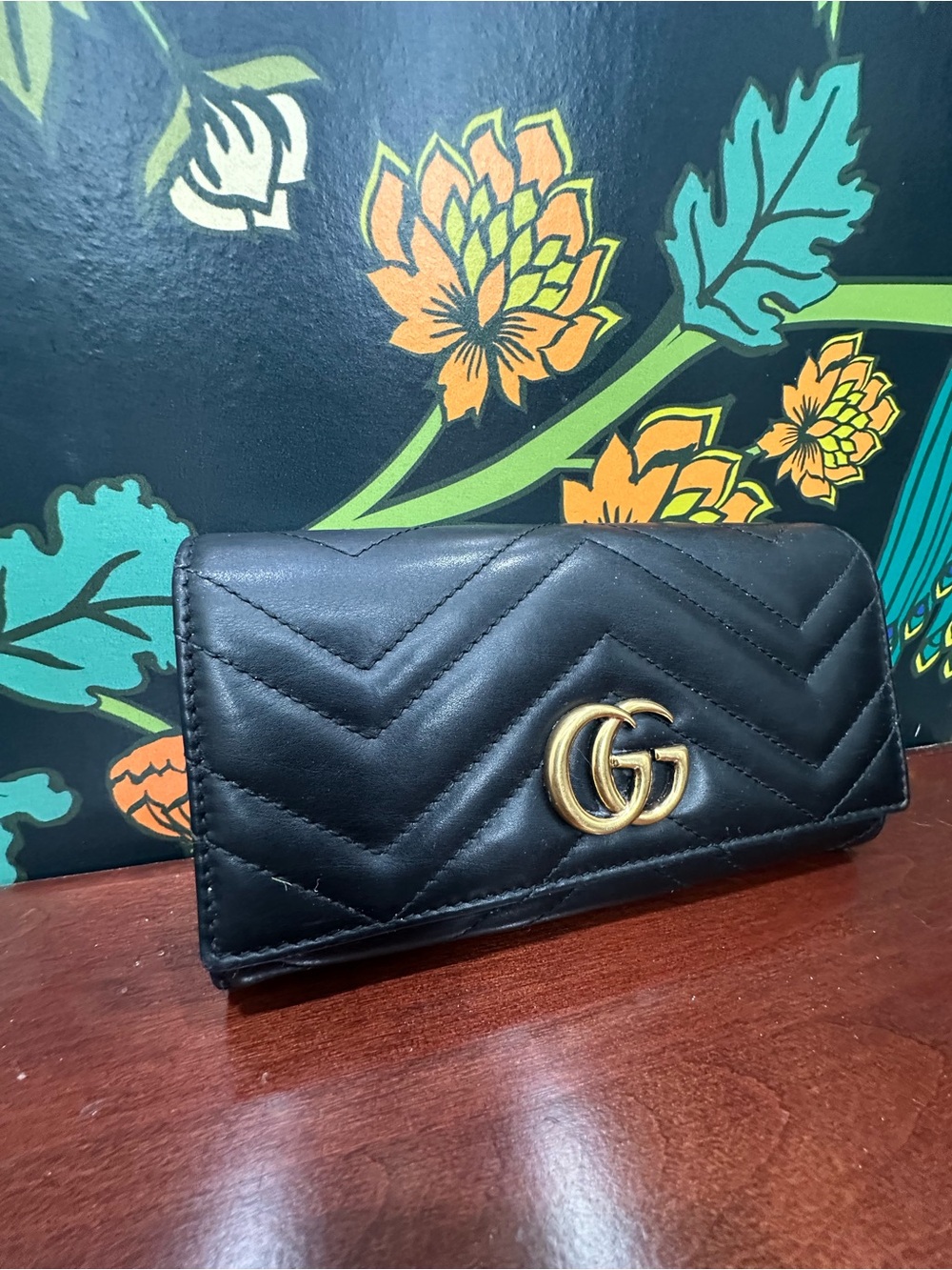 Gucci GG Marmont Matelassé Black Leather Continental Wallet - Picture 4 of 14